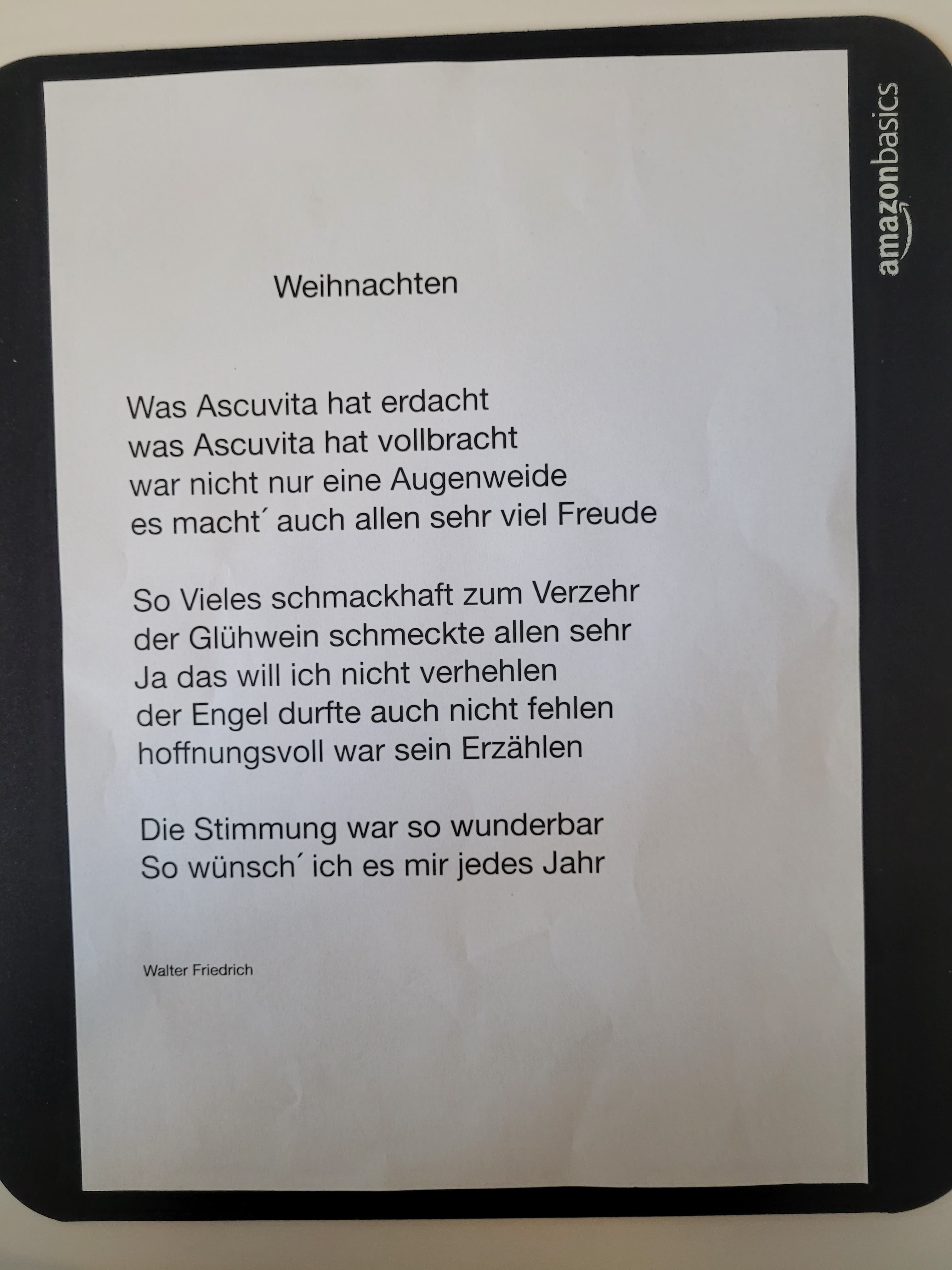 Grußkarte an AscuVita