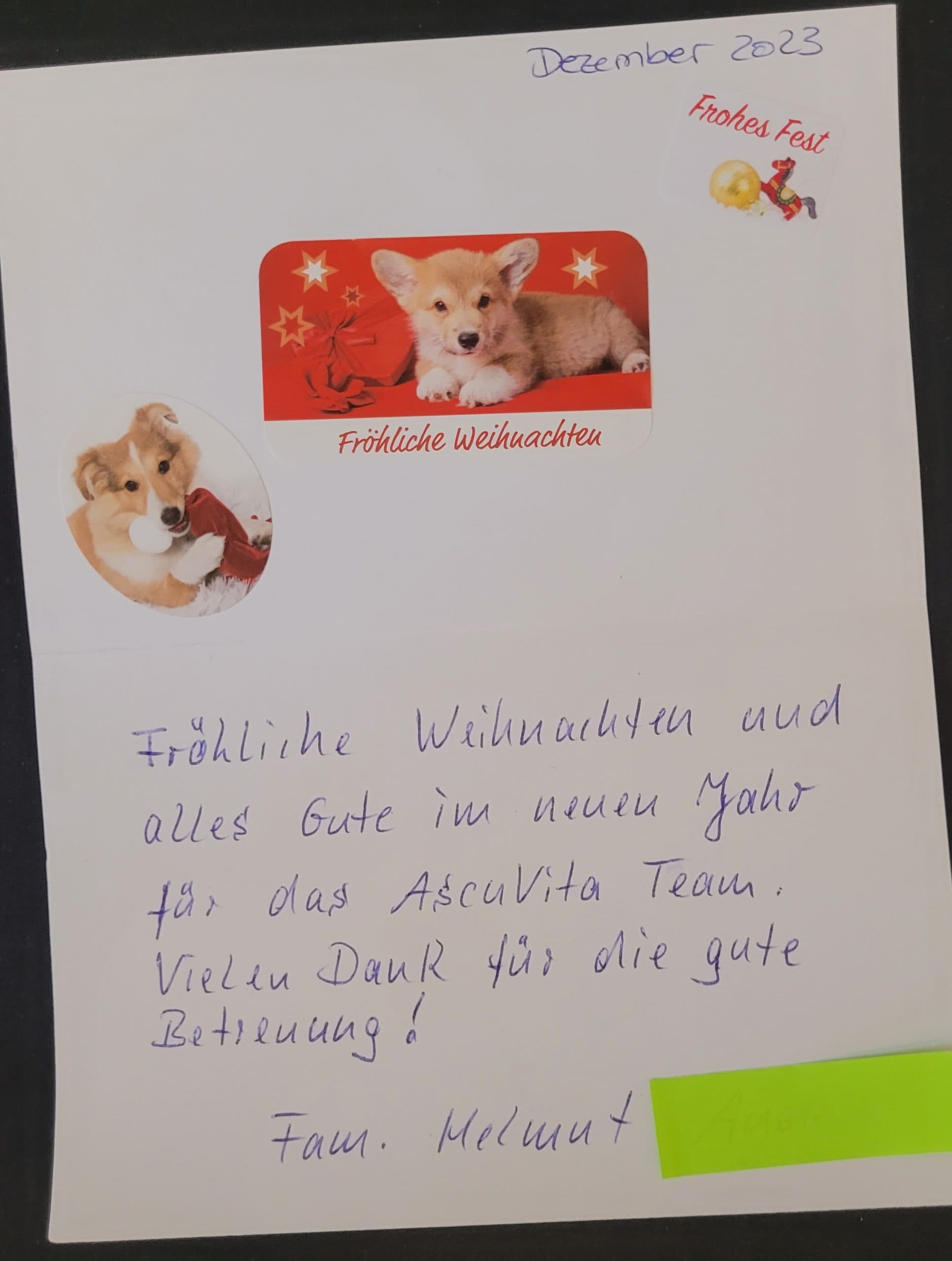 Grußkarte an AscuVita