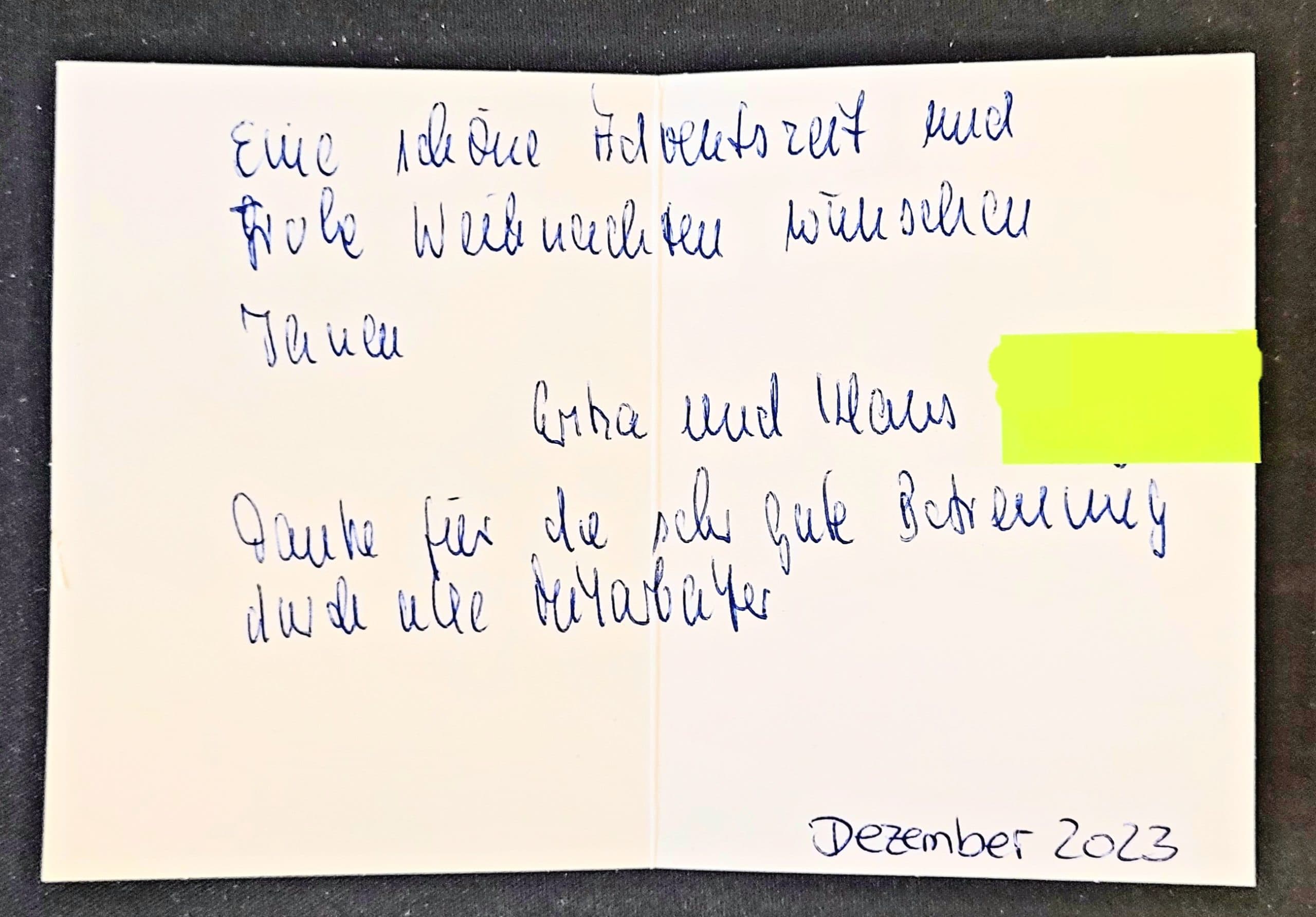 Grußkarte an AscuVita