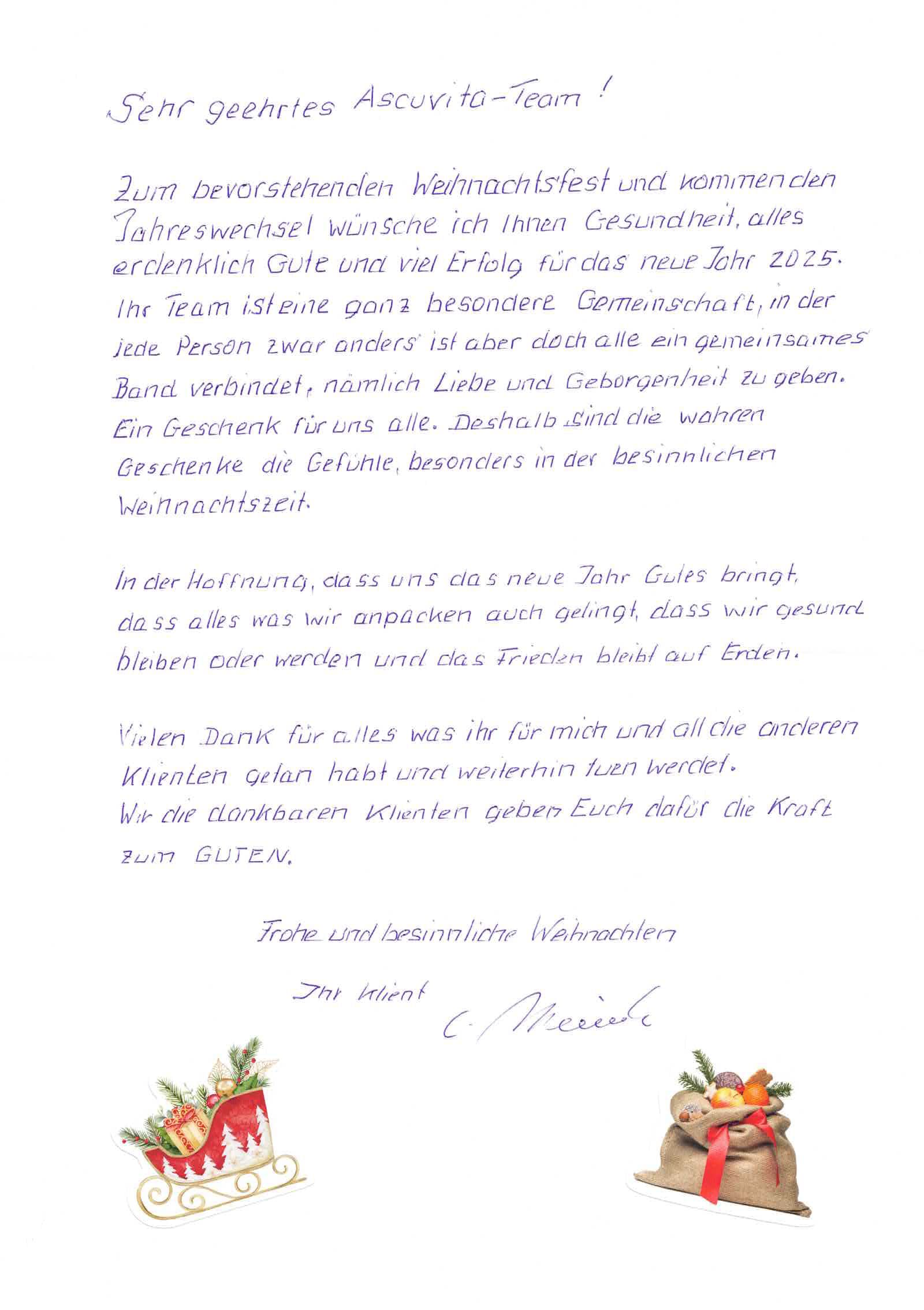 Dankeskarte an AscuVita