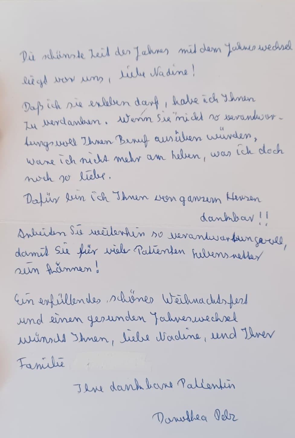 Weihnachtsgruß einer Klientin